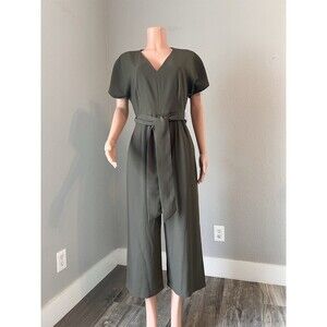 Boden Romilly Cropped Jumpsuit w pockets VNeck Wide Leg Size 6R Olive Green #120